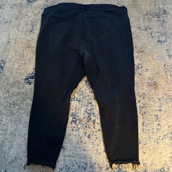 Torrid Sky High Skinny distressed ripped raw hem button fly black jeans Sz 22S - Picture 8 of 12